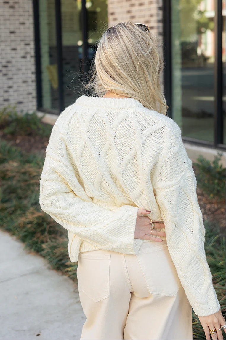 Selena Cream Knit Button-Up Cardigan - Image 4
