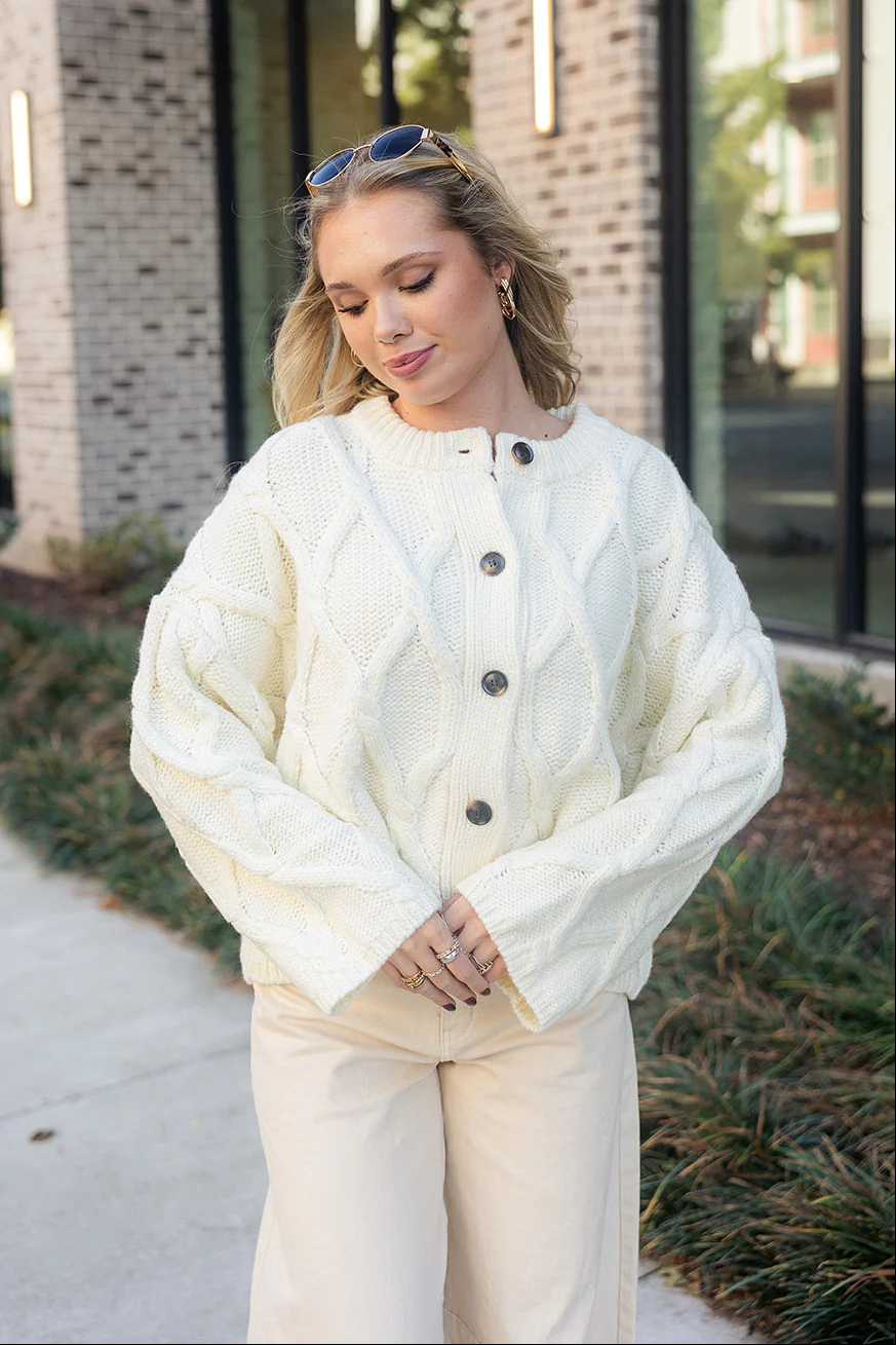 Selena Cream Knit Button-Up Cardigan - Image 5
