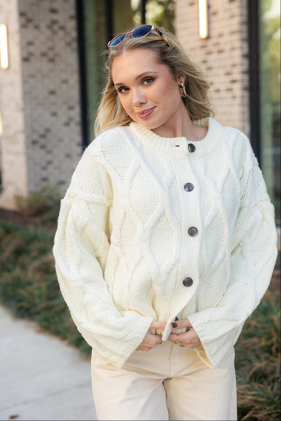 Selena Cream Knit Button-Up Cardigan - Image 6