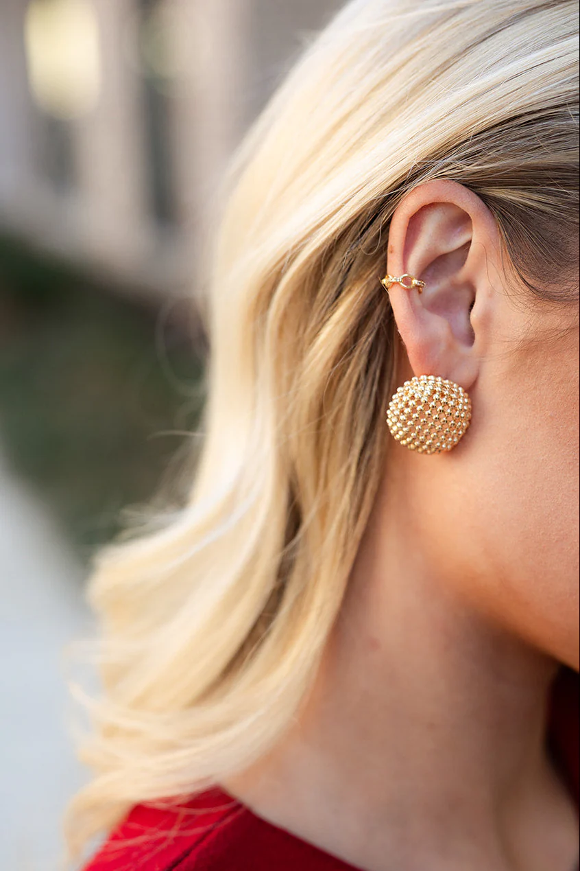 Selena Gold Speckled Round Stud Earrings