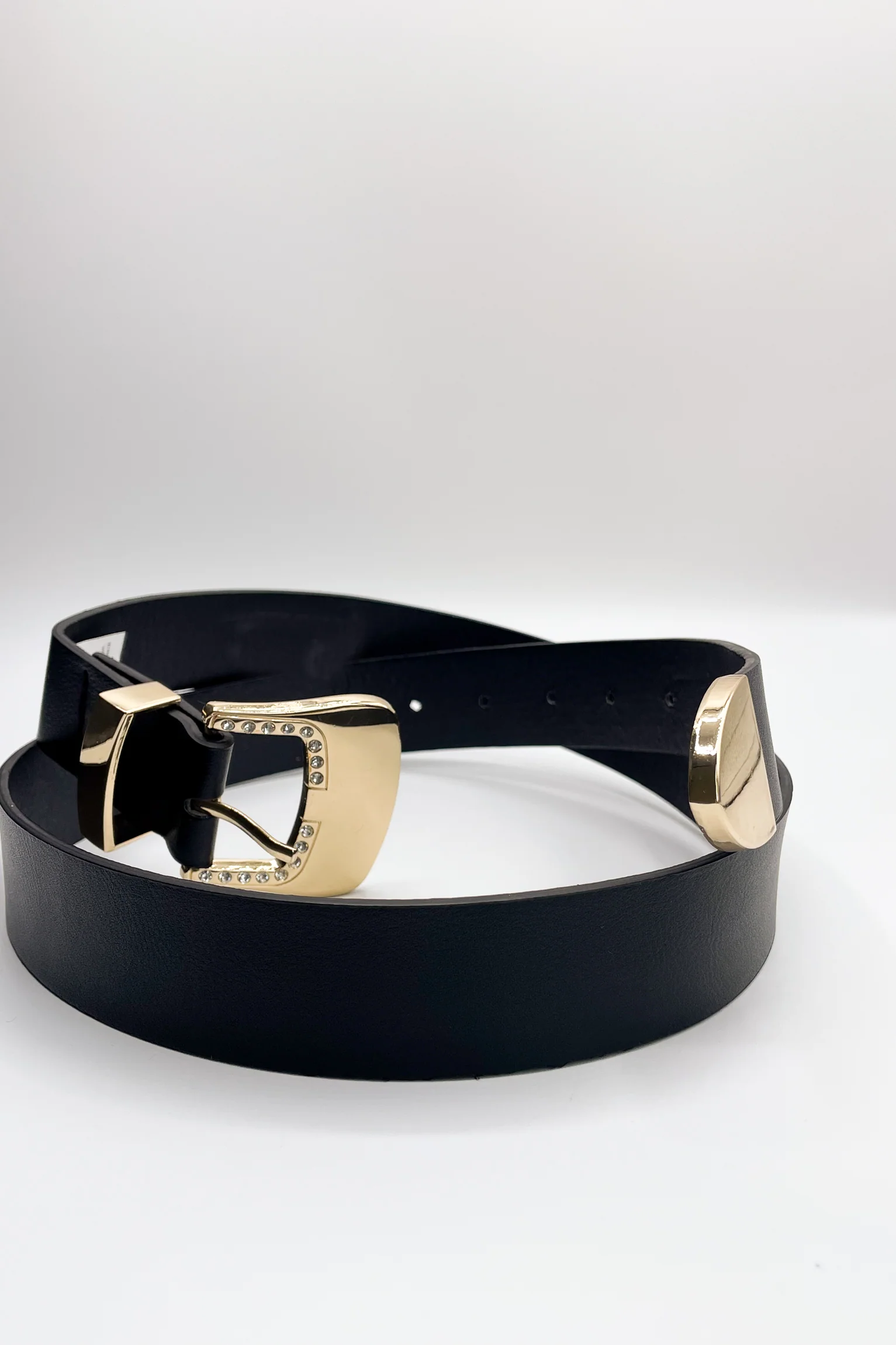 Serena Black & Gold Rhinestone Adjustable Belt - Image 2