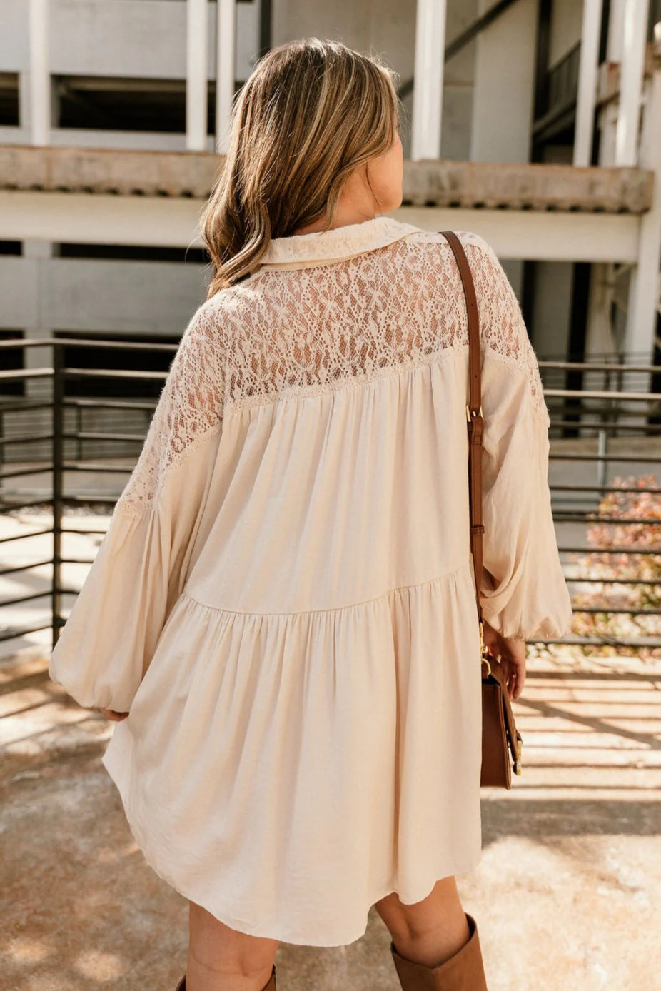 Shannon Beige Lace Mini Dress - Image 7