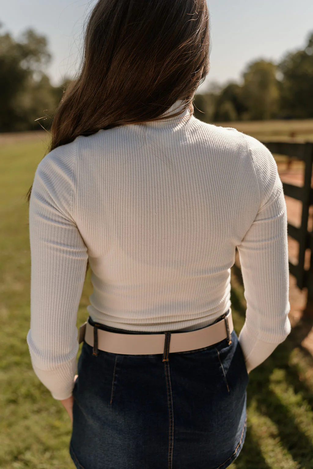 Shannon Cream Ribbed Mock Neck Top - Image 7