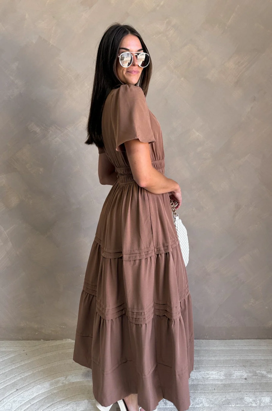 Shannon Mocha Short Sleeve Midi Dress - Image 6