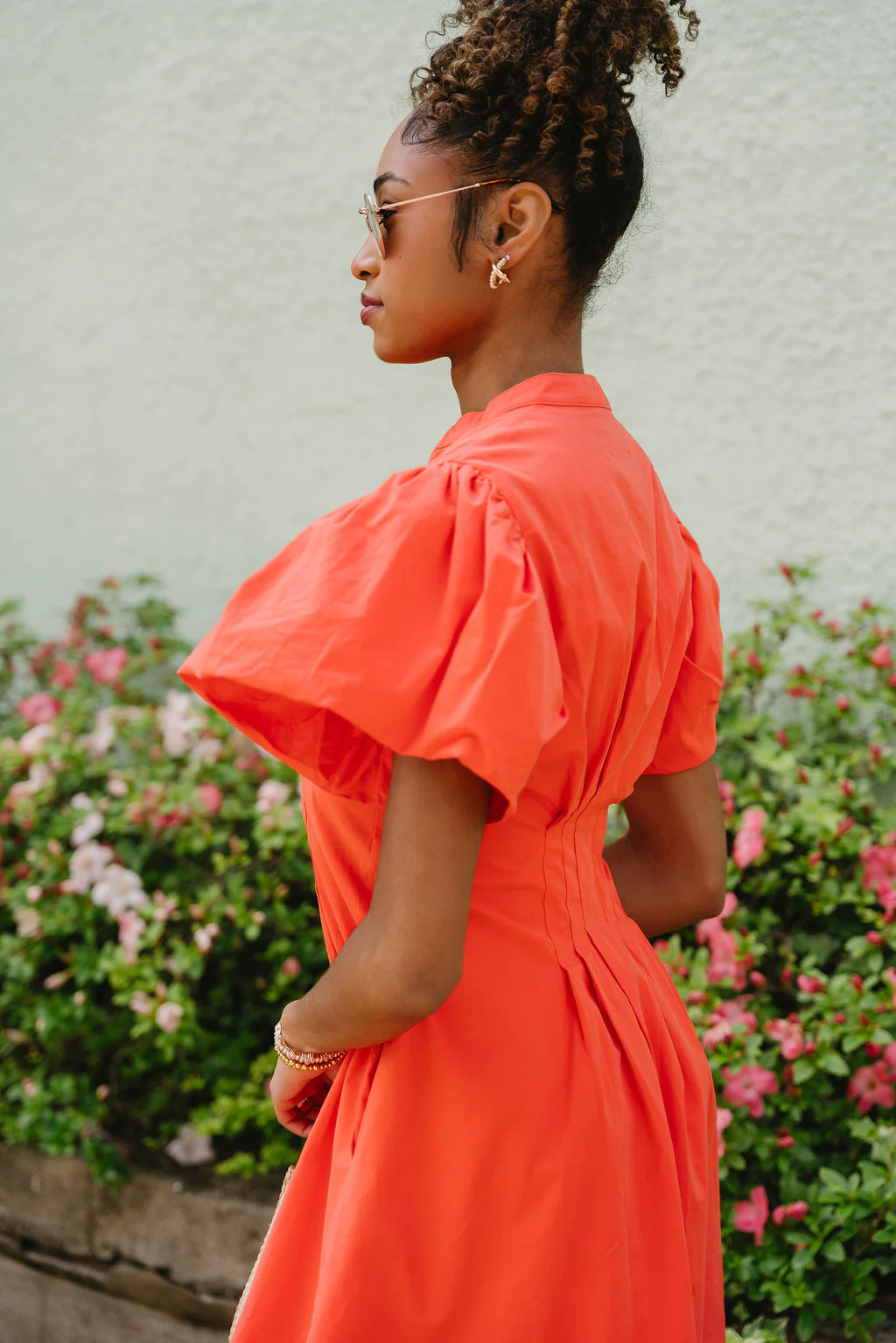 Shawna Coral Puff Sleeve Mini Dress - Image 4