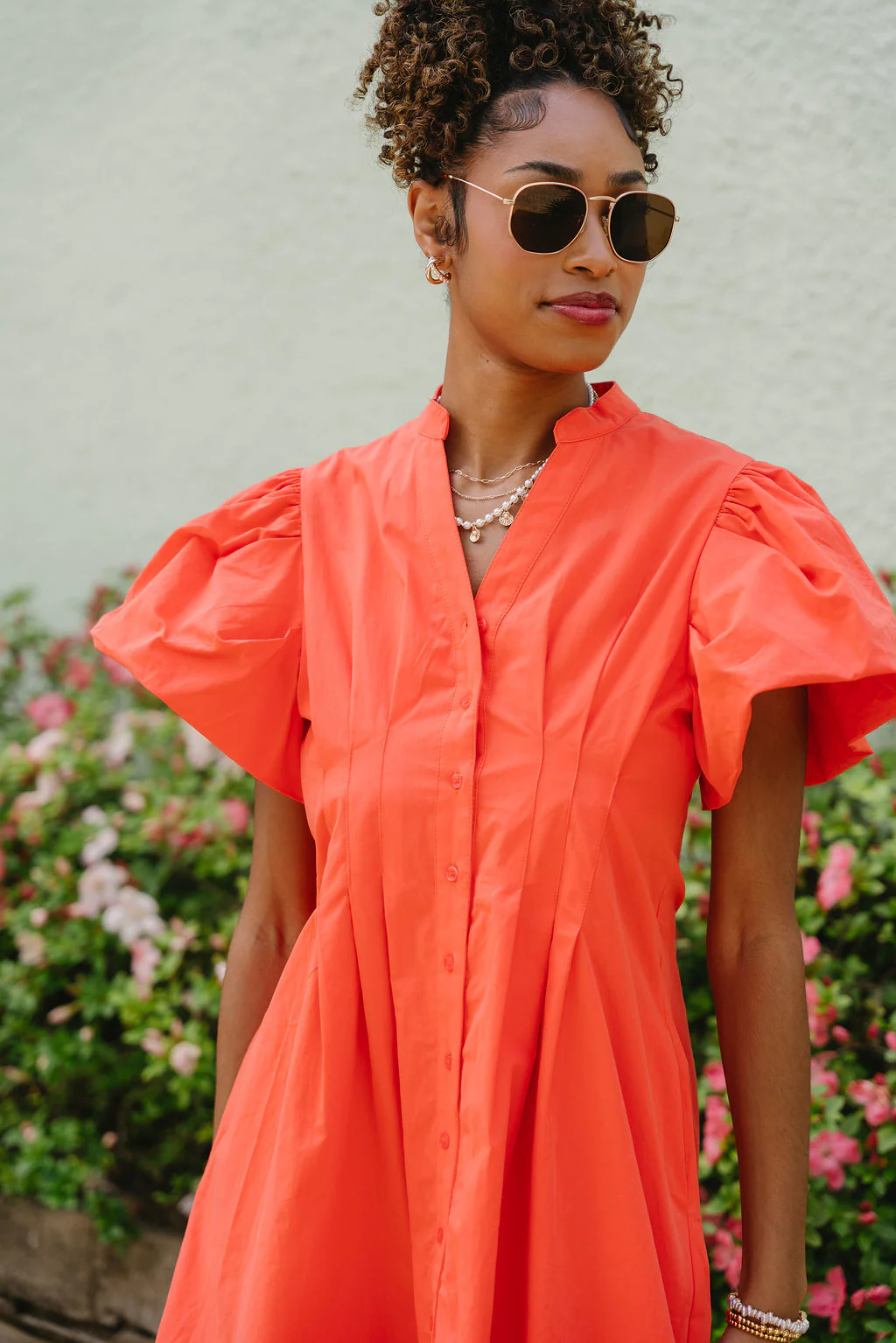 Shawna Coral Puff Sleeve Mini Dress - Image 5
