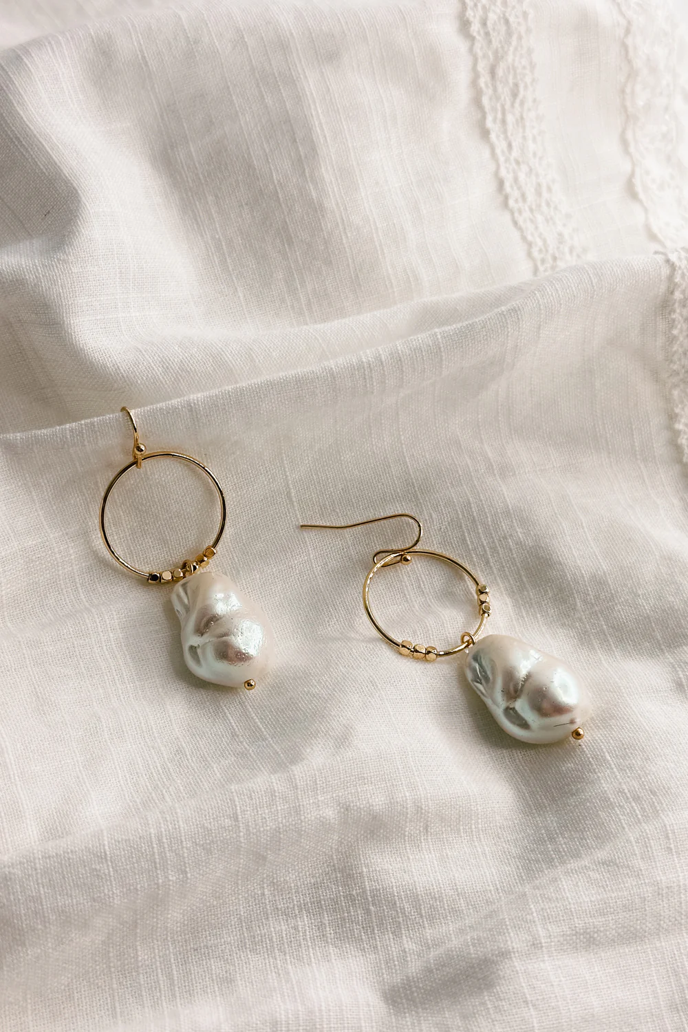 Shelby Pearl and Gold Mini Hoop Dangle Earring