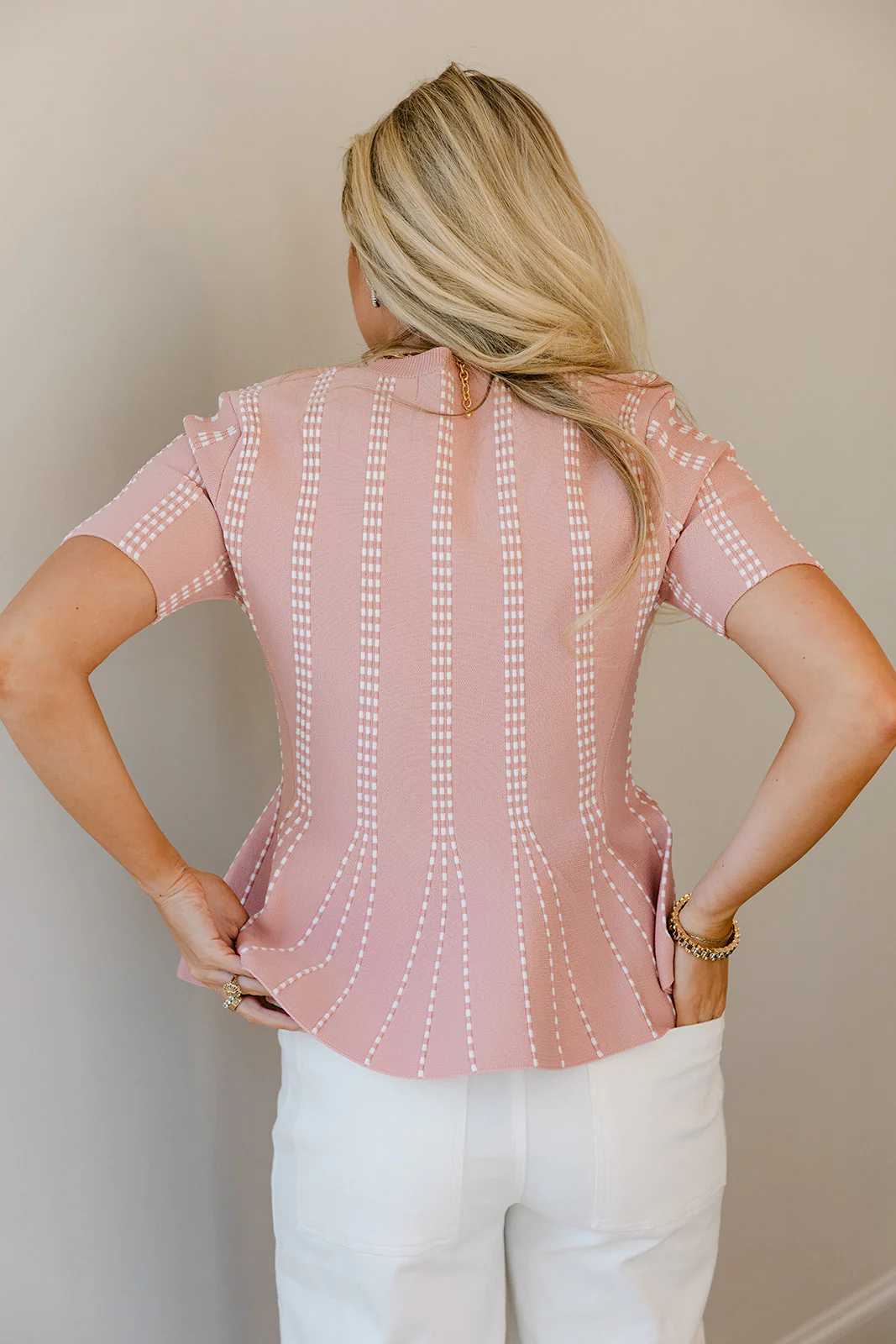 Shelby Pink & White Flare Top - Image 5