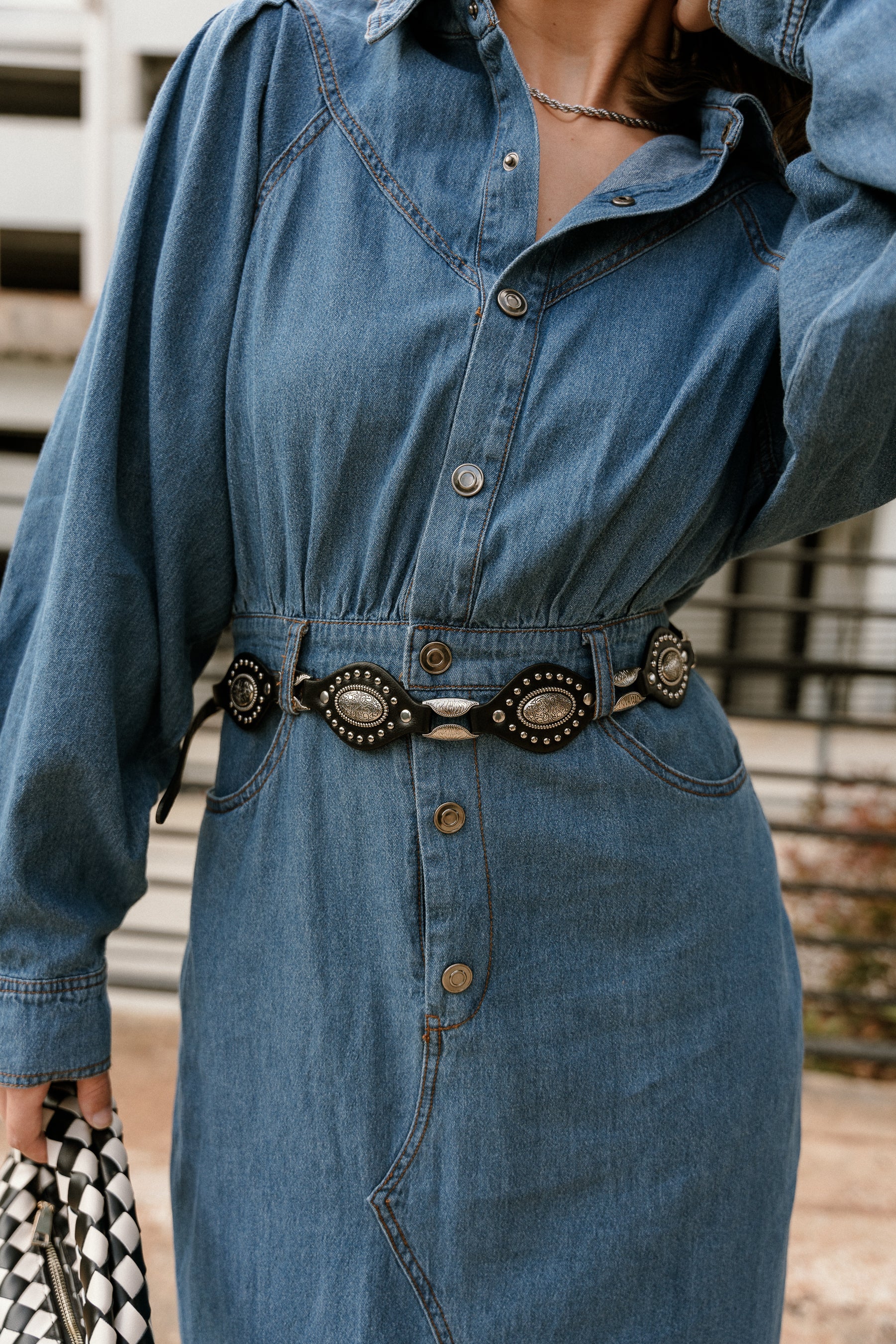 Shelly Black & Silver Western Belt - Image 2