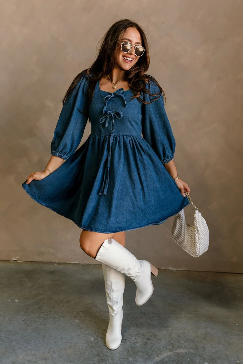 Shelly Blue Denim Mini Dress - Image 2