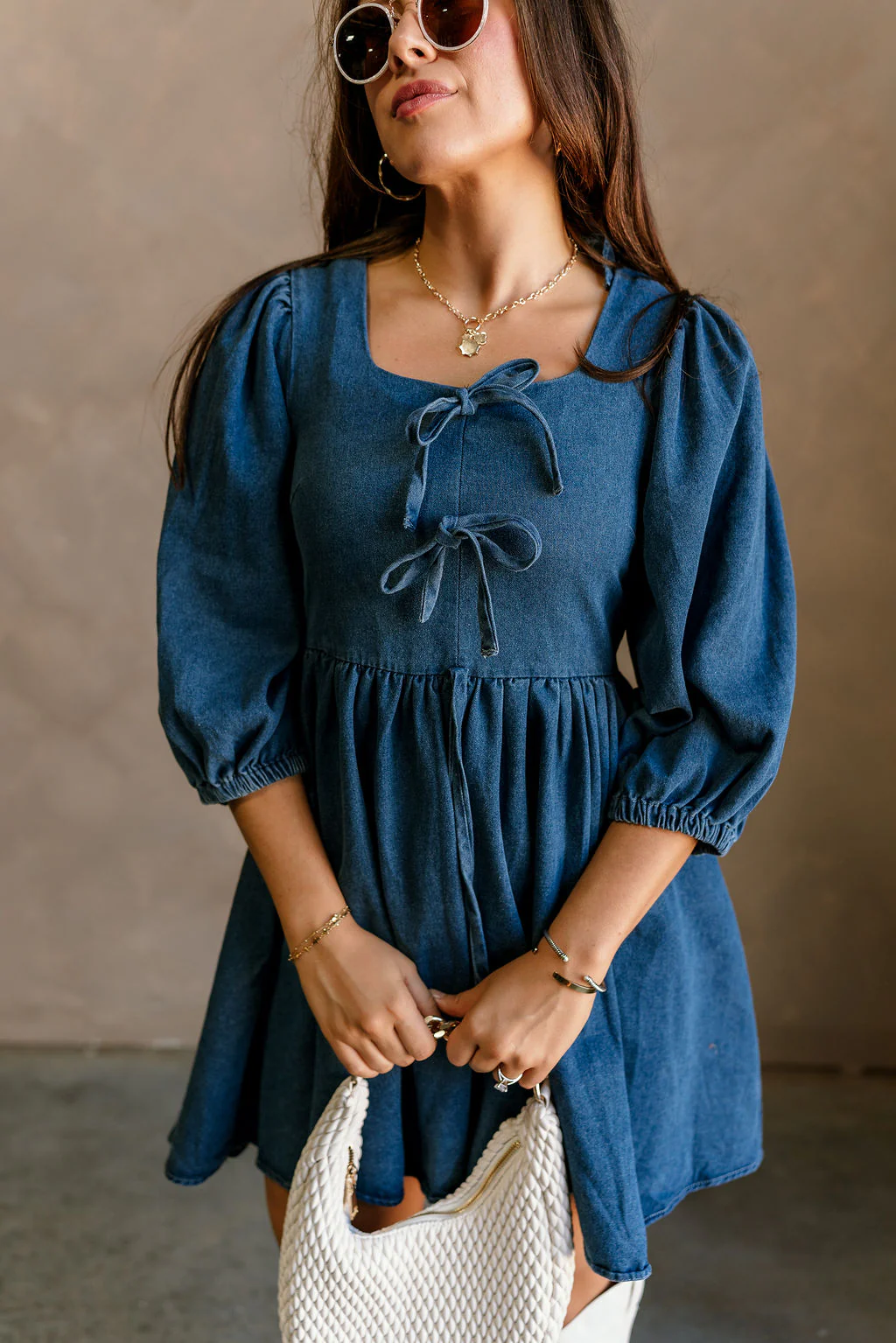 Shelly Blue Denim Mini Dress - Image 3