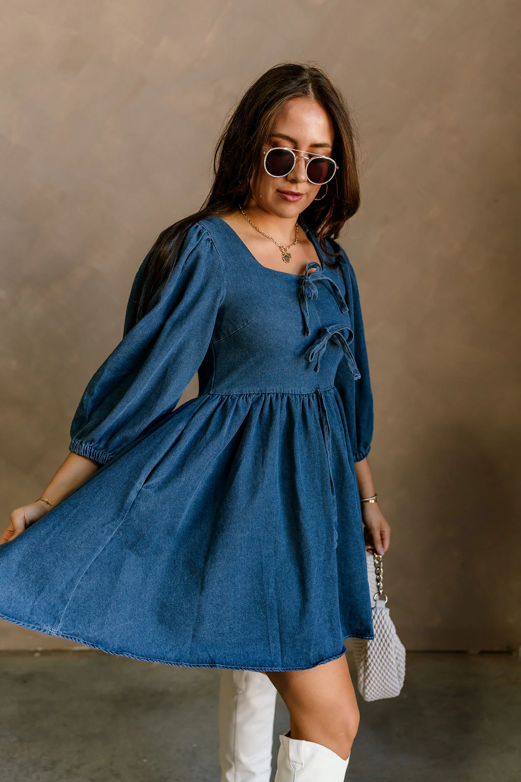 Shelly Blue Denim Mini Dress - Image 5