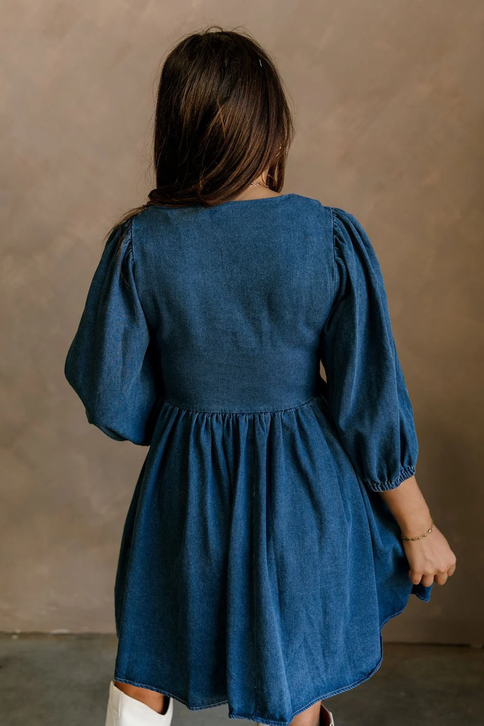 Shelly Blue Denim Mini Dress - Image 7