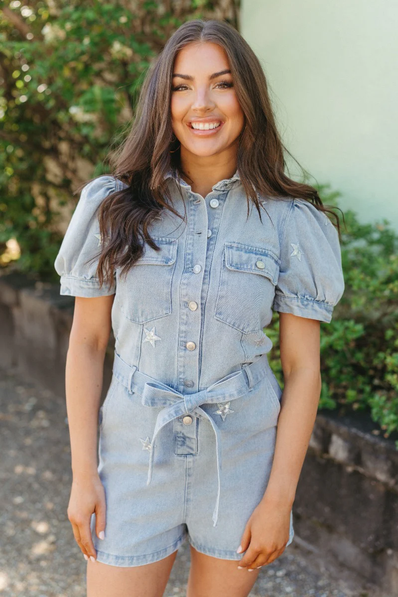 She's A Star Denim Romper - Image 3