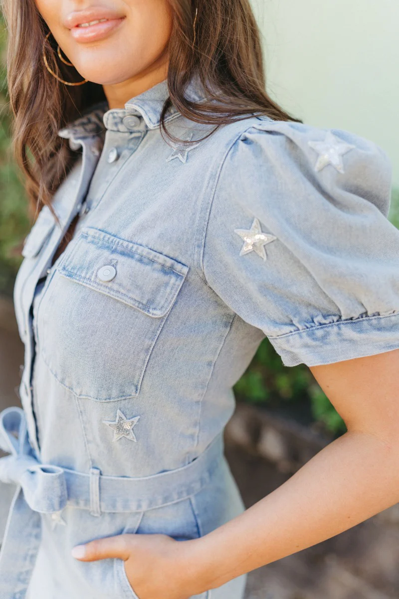 She's A Star Denim Romper - Image 5