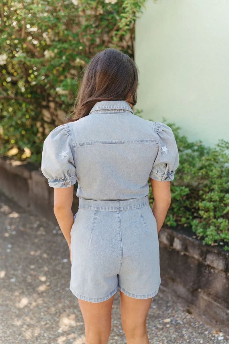 She's A Star Denim Romper - Image 7