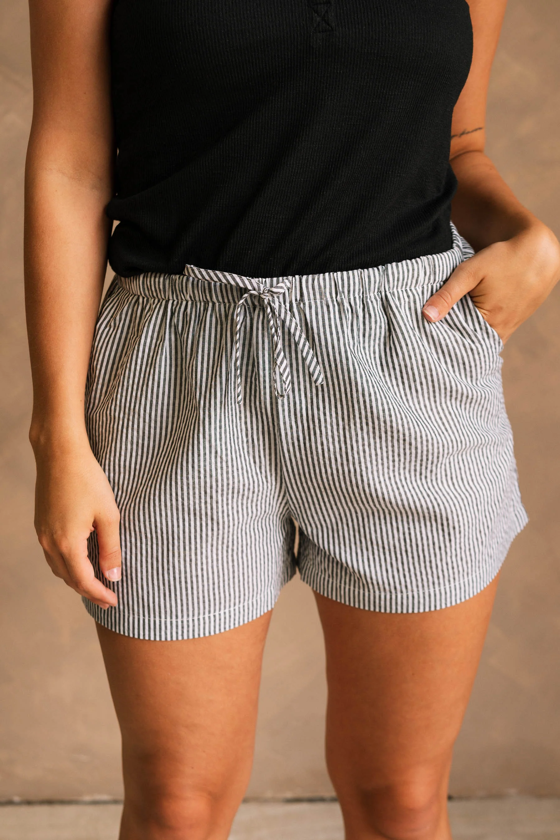 Shiloh Black & White Stripe Shorts - Image 4