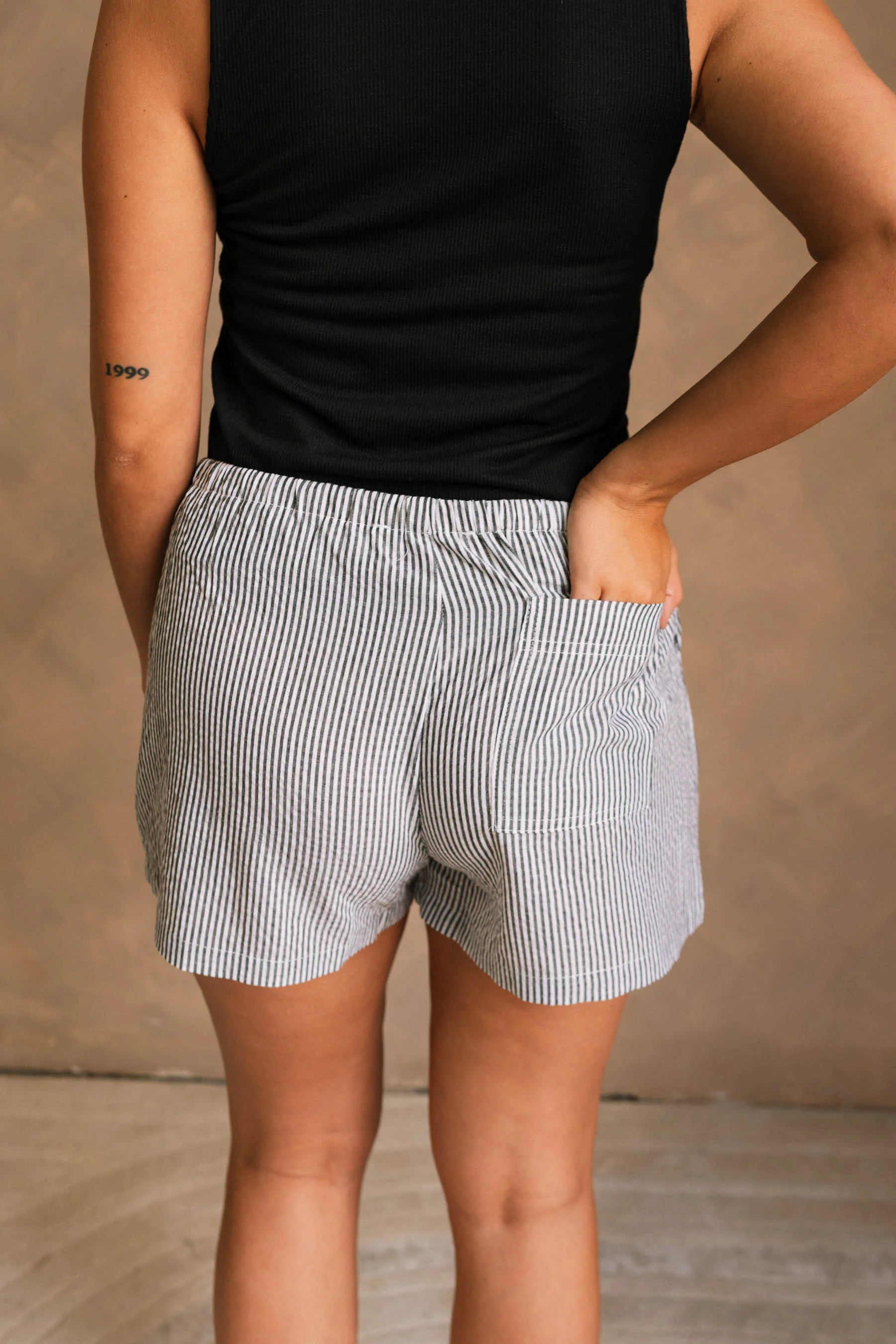 Shiloh Black & White Stripe Shorts - Image 7