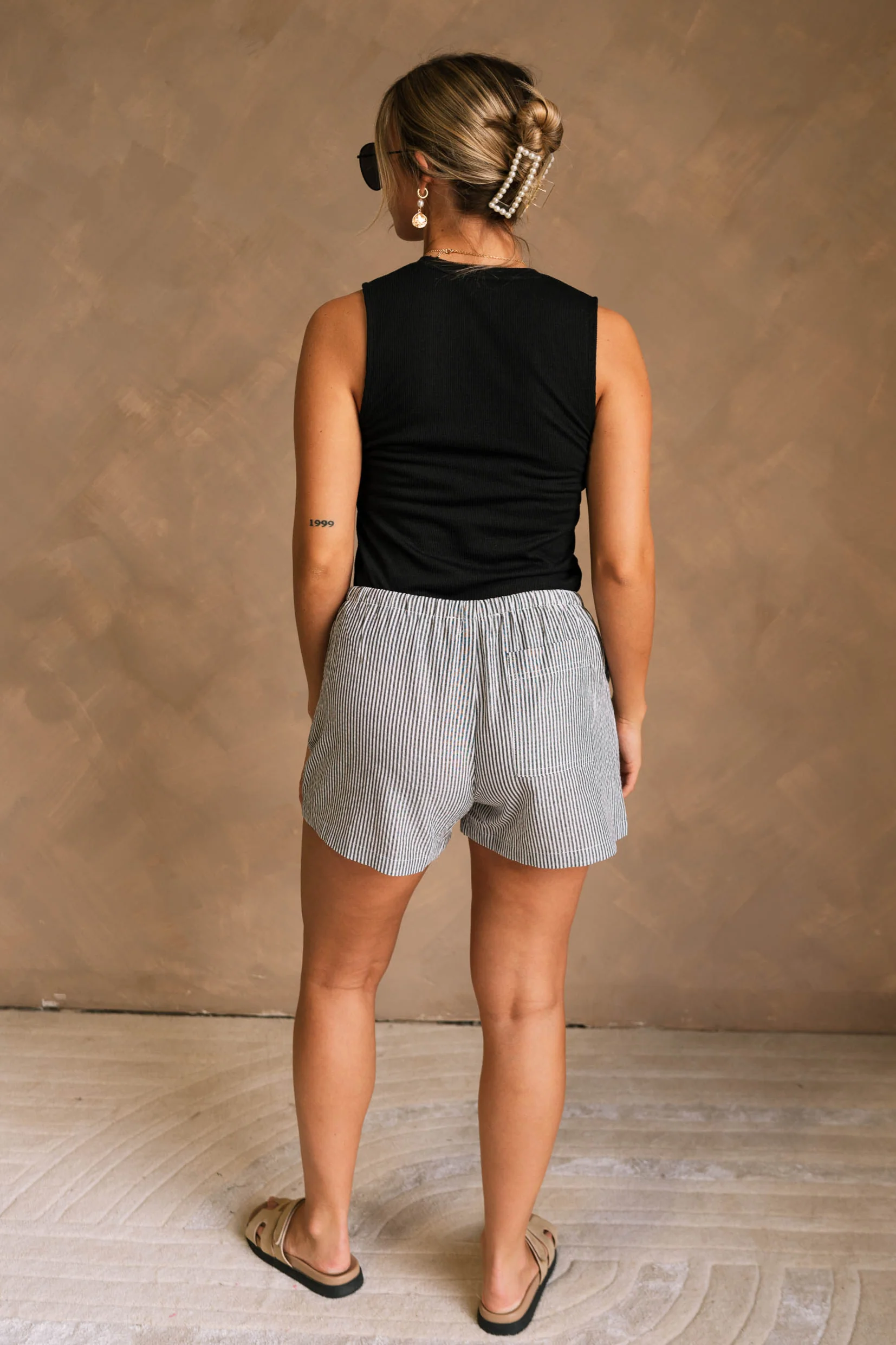 Shiloh Black & White Stripe Shorts - Image 9