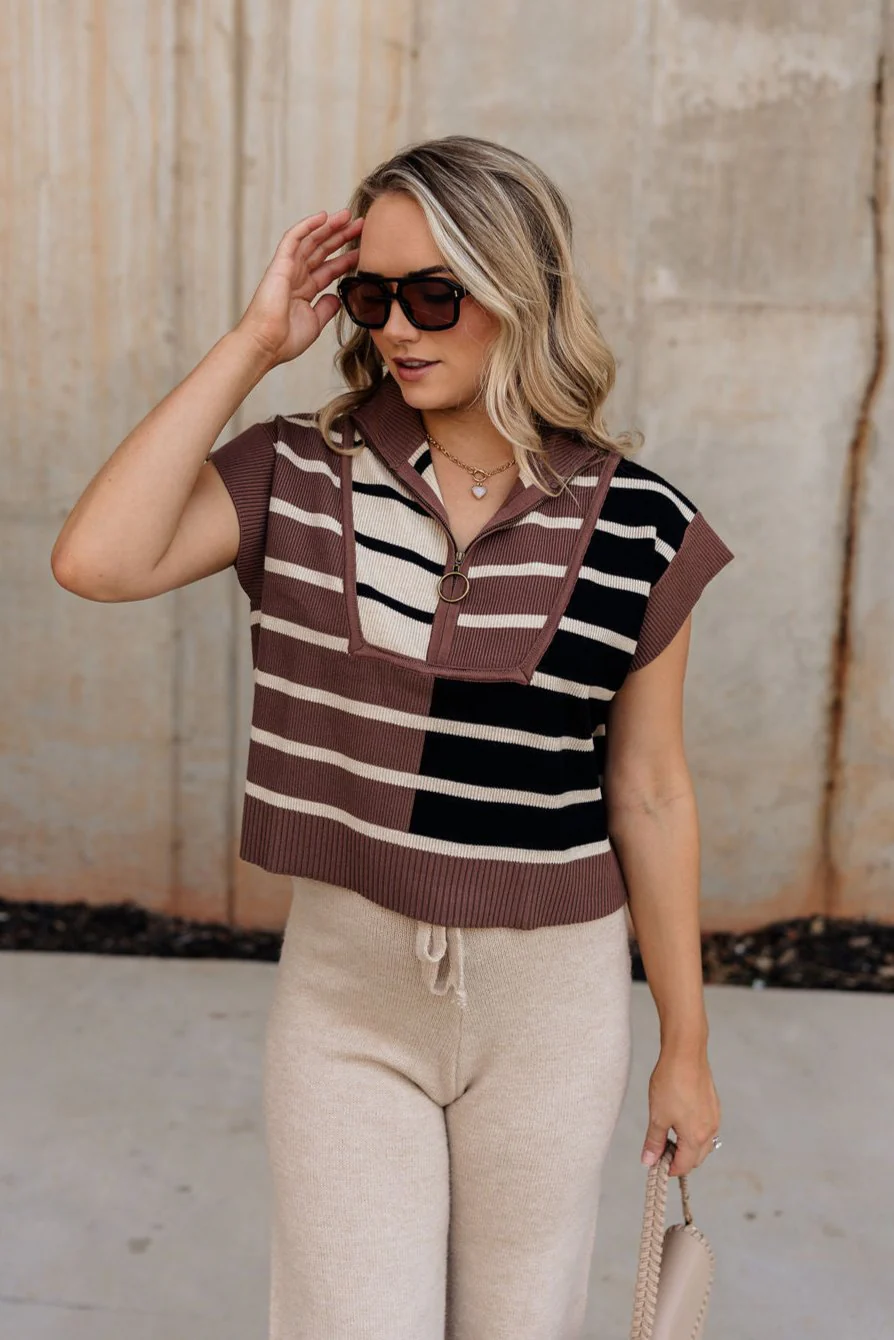 Shiloh Striped Quarter-Zip Top