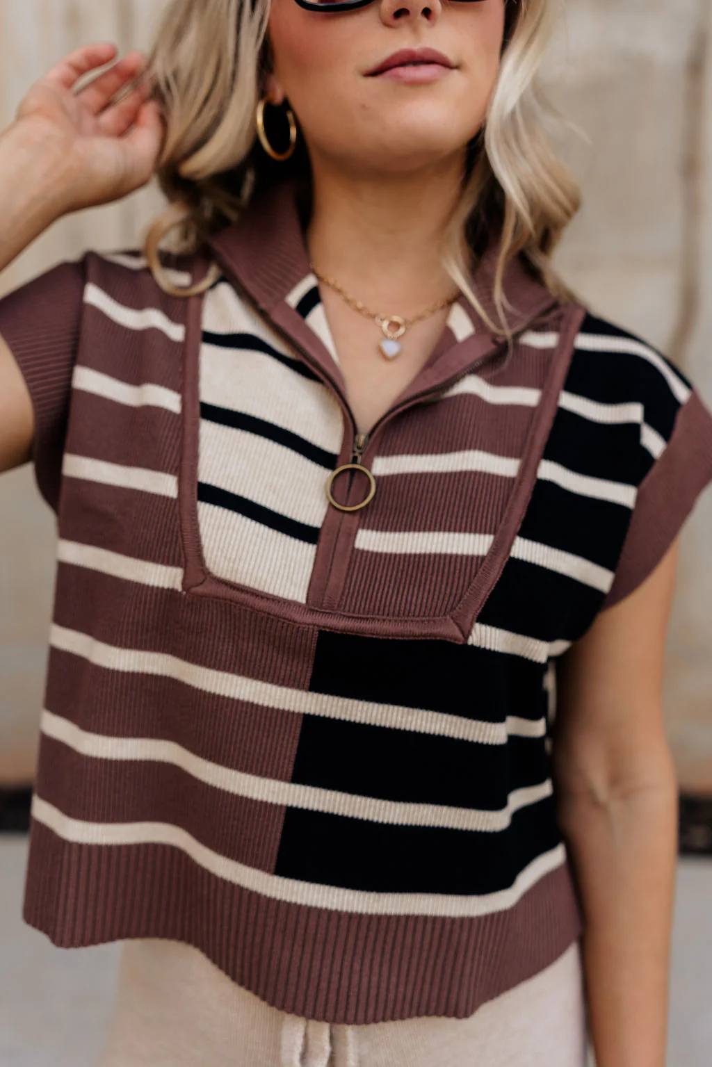 Shiloh Striped Quarter-Zip Top - Image 2