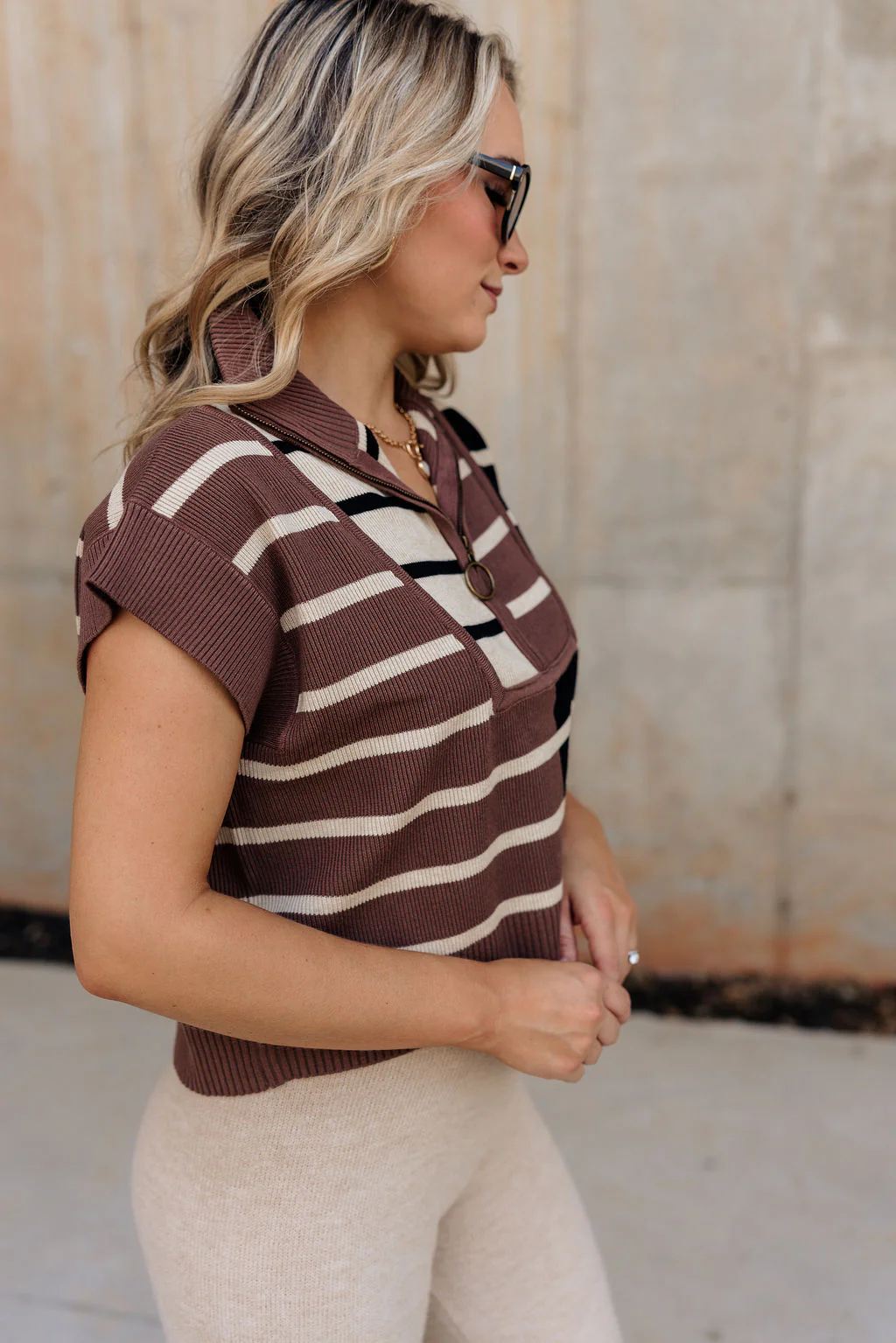 Shiloh Striped Quarter-Zip Top - Image 3