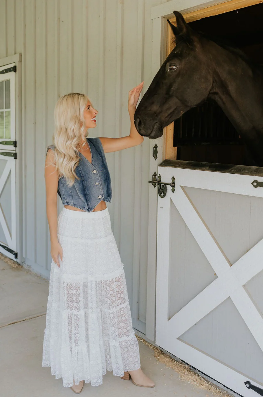 Shiloh White Lace Maxi Skirt - Image 4