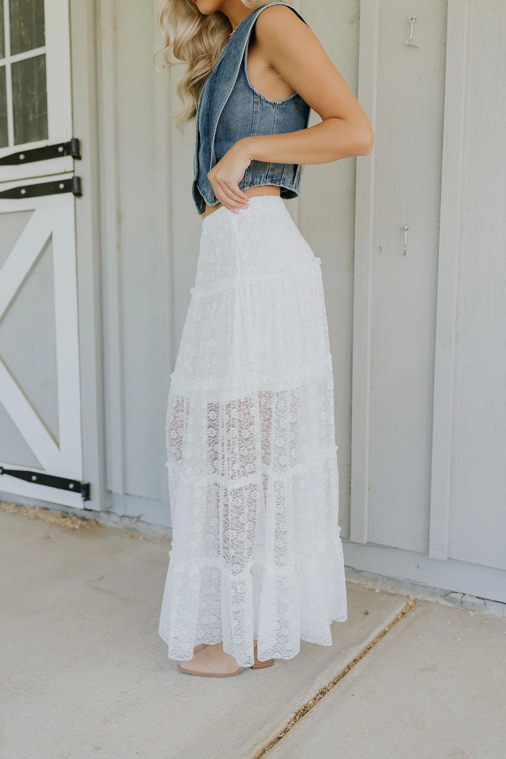 Shiloh White Lace Maxi Skirt - Image 5