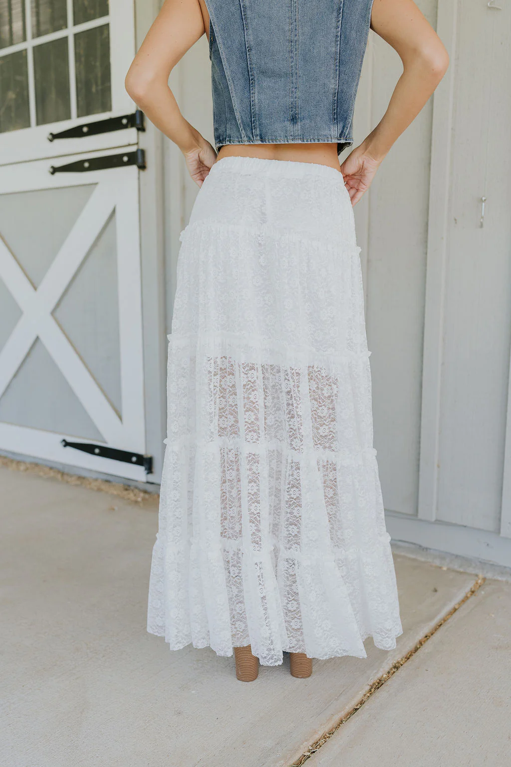 Shiloh White Lace Maxi Skirt - Image 7