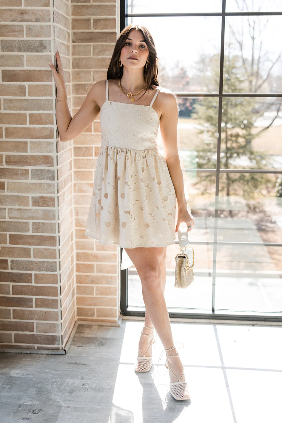 Sienna Cream Floral Flare Mini Dress - Image 7