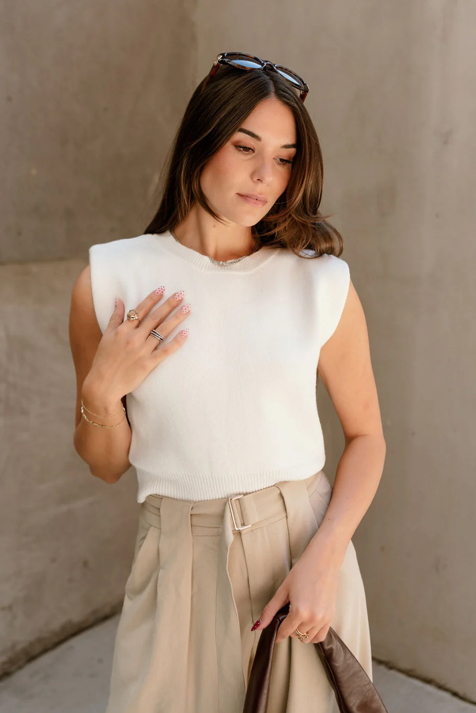 Sienna Cream Knit Sleeveless Tank