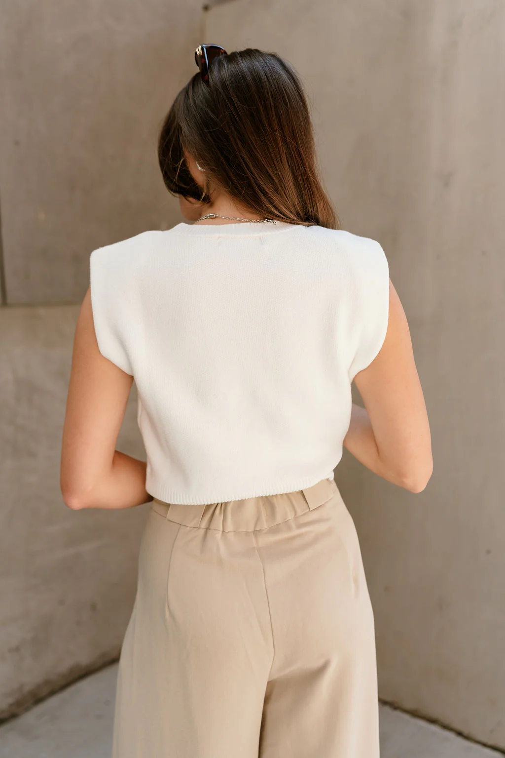 Sienna Cream Knit Sleeveless Tank - Image 3