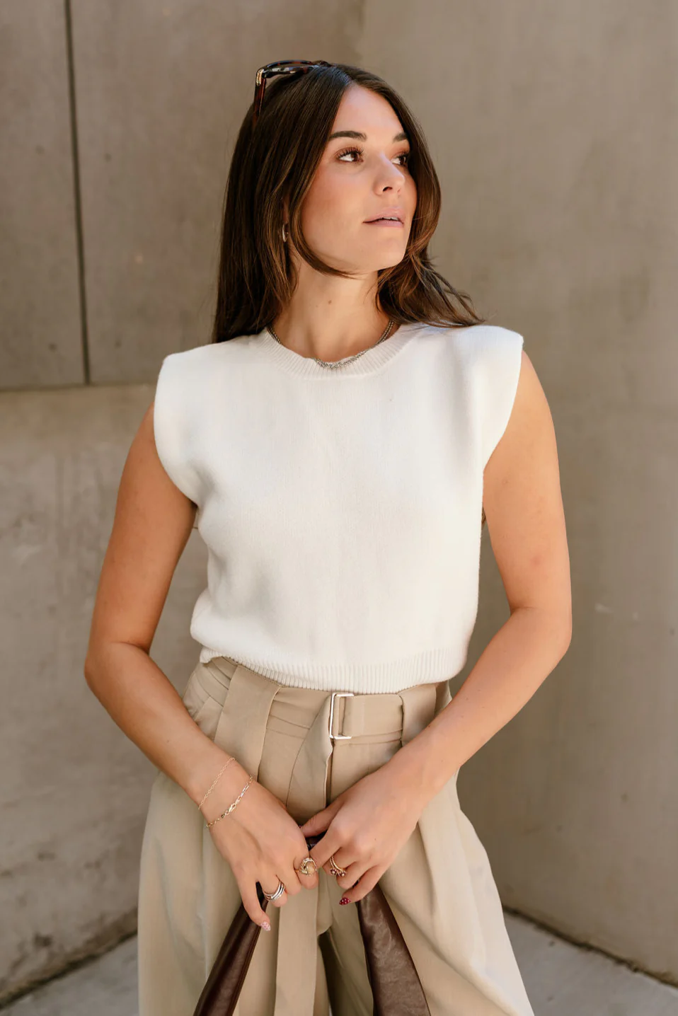 Sienna Cream Knit Sleeveless Tank - Image 4