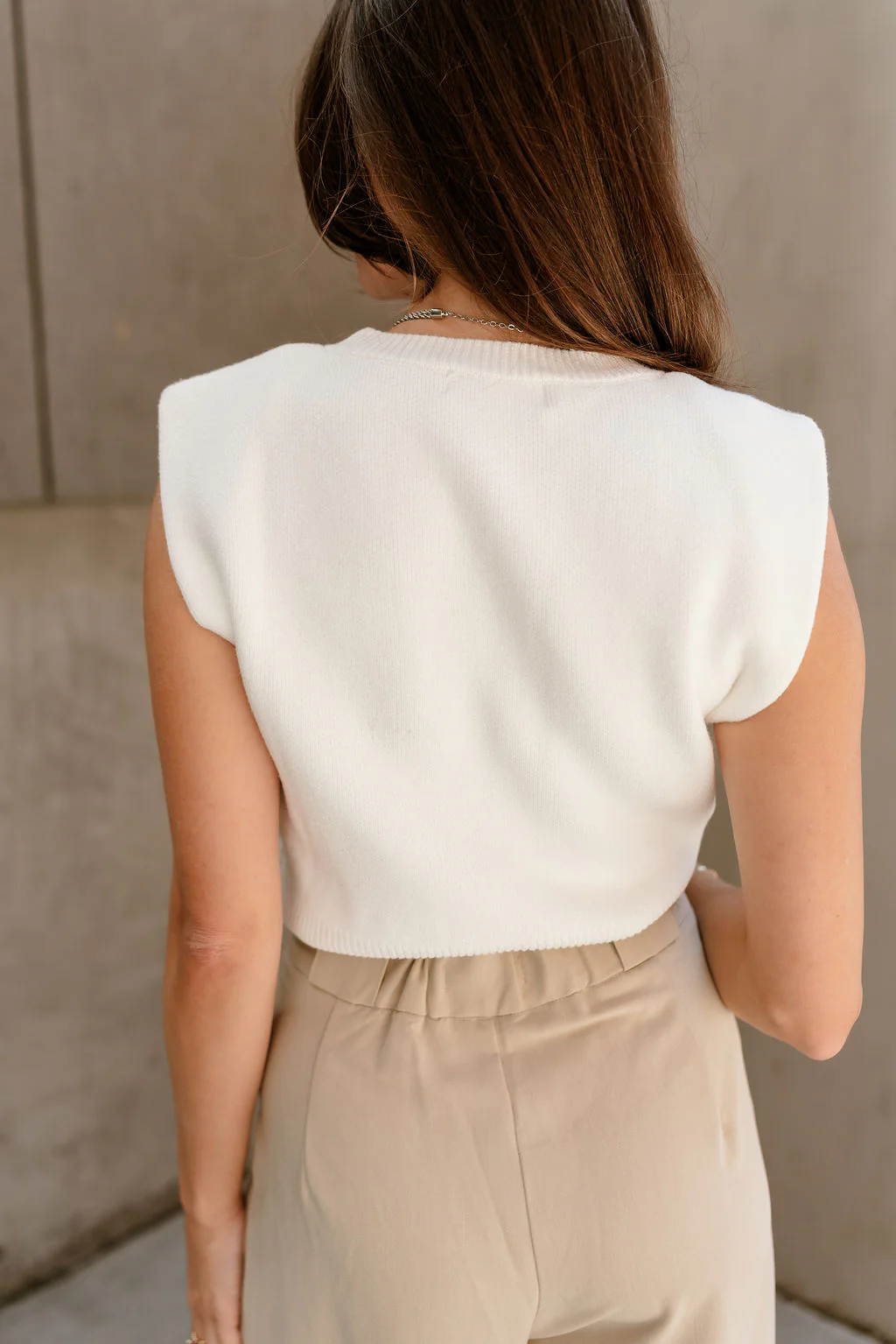 Sienna Cream Knit Sleeveless Tank - Image 7