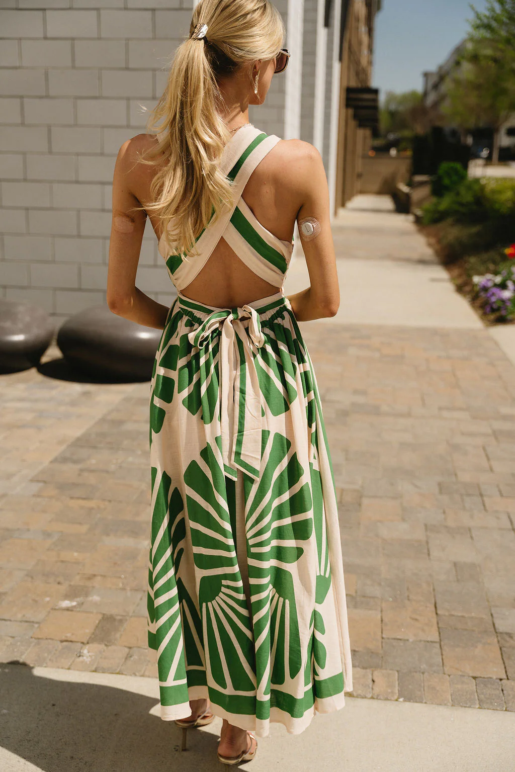 Sienna Green & Taupe Palm Geometric Midi Dress - Image 8