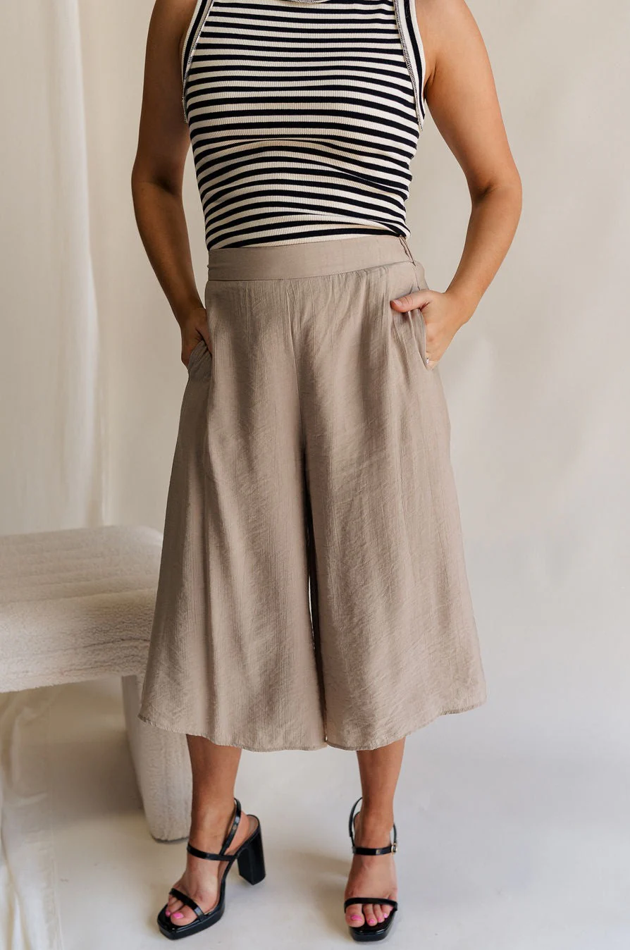 Sienna Light Taupe Cropped Flare Pants - Image 3