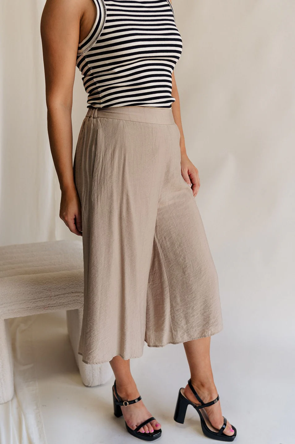 Sienna Light Taupe Cropped Flare Pants - Image 5