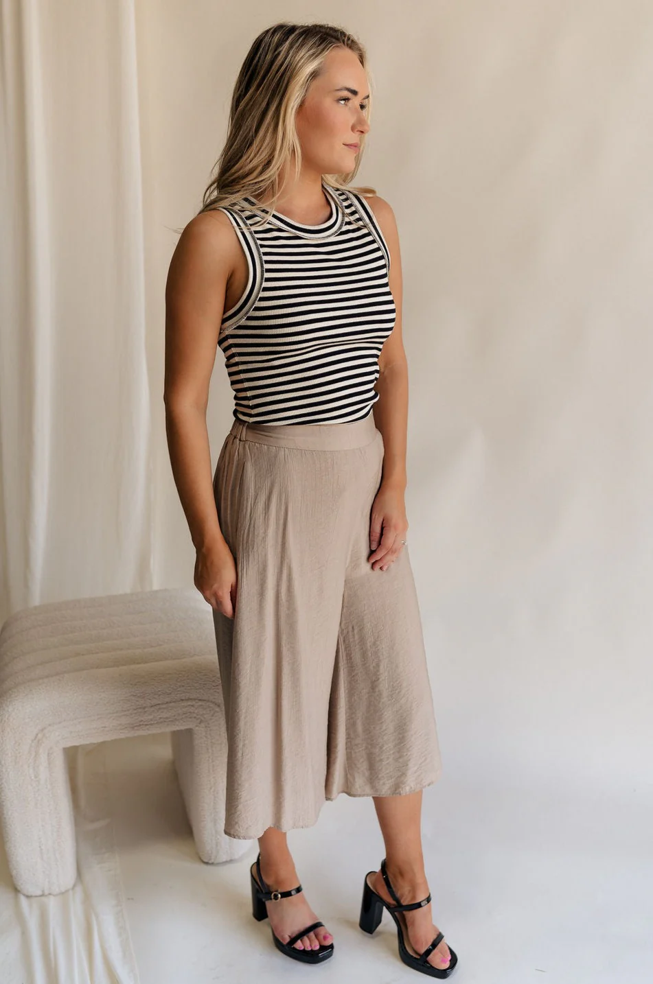 Sienna Light Taupe Cropped Flare Pants - Image 6