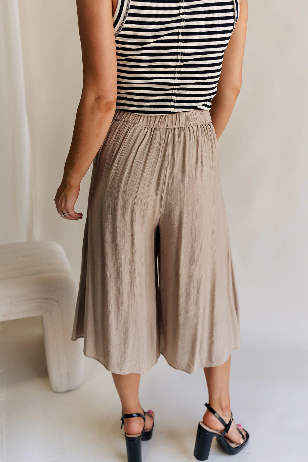 Sienna Light Taupe Cropped Flare Pants - Image 7