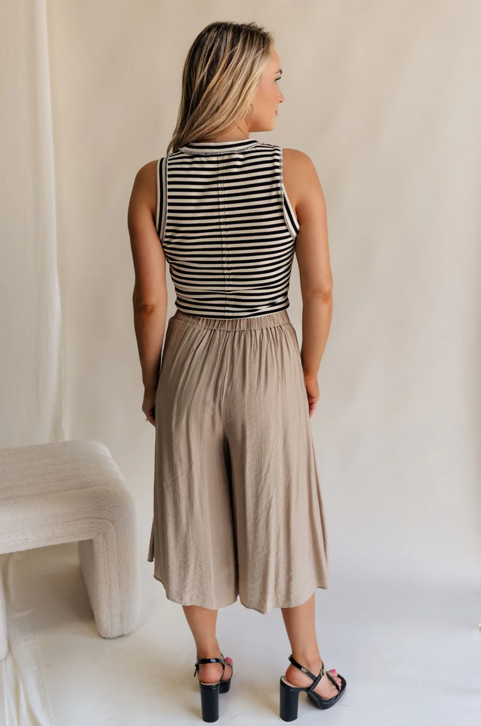 Sienna Light Taupe Cropped Flare Pants - Image 8