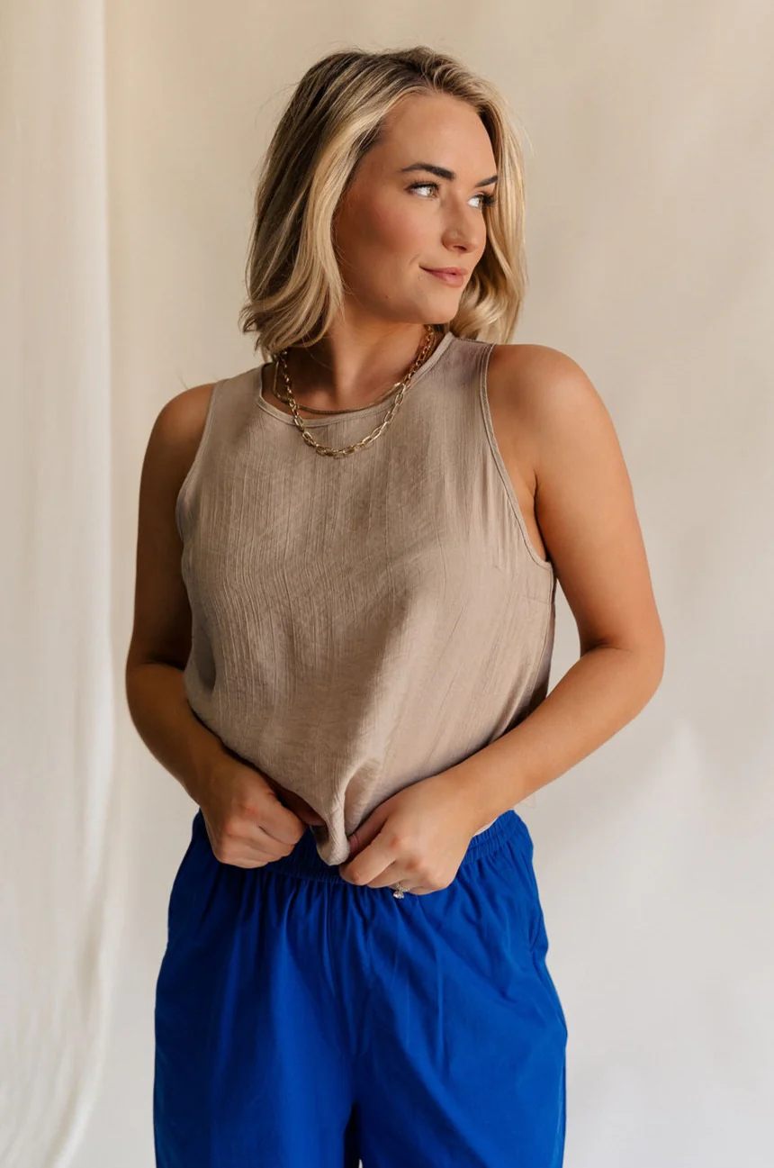 Sienna Light Taupe Sleeveless Tank - Image 4
