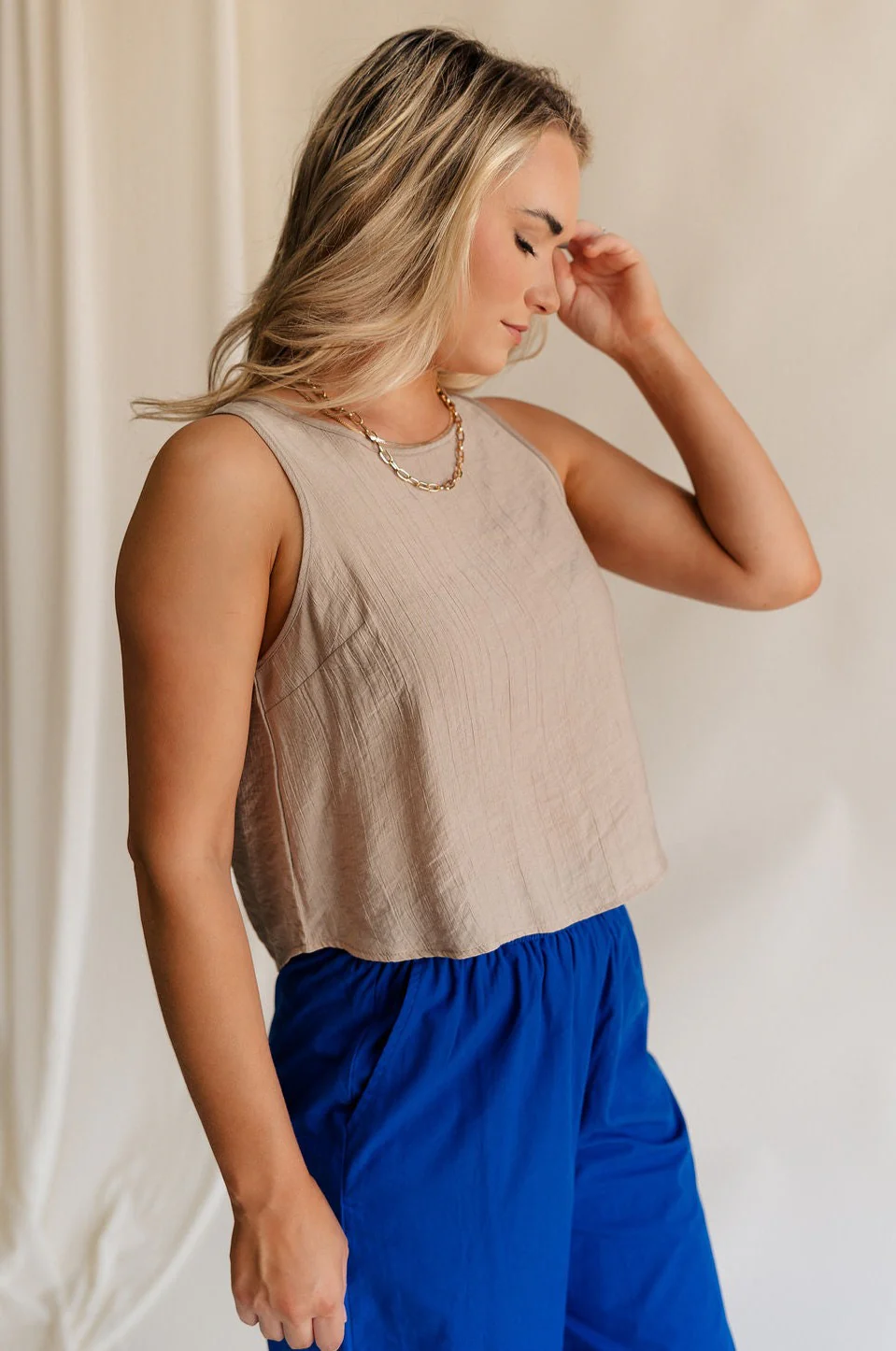 Sienna Light Taupe Sleeveless Tank - Image 5