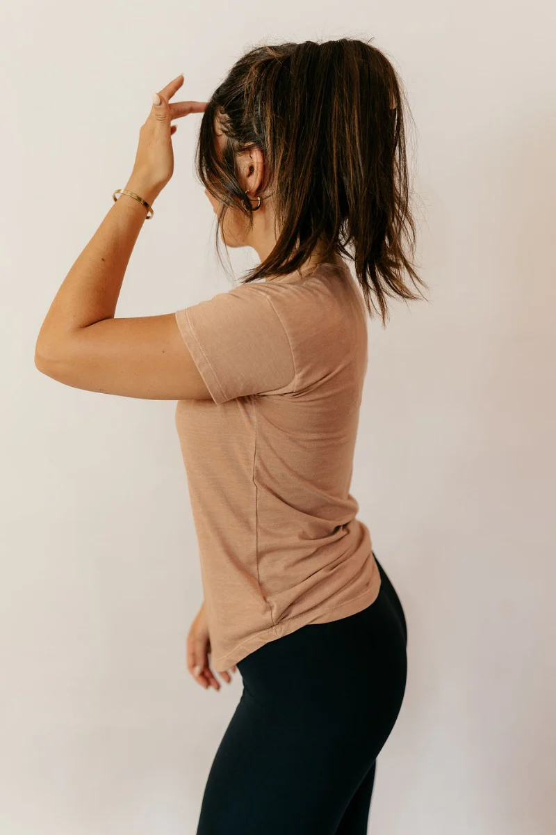 Sienna Taupe Basic Short Sleeve Top - Image 5