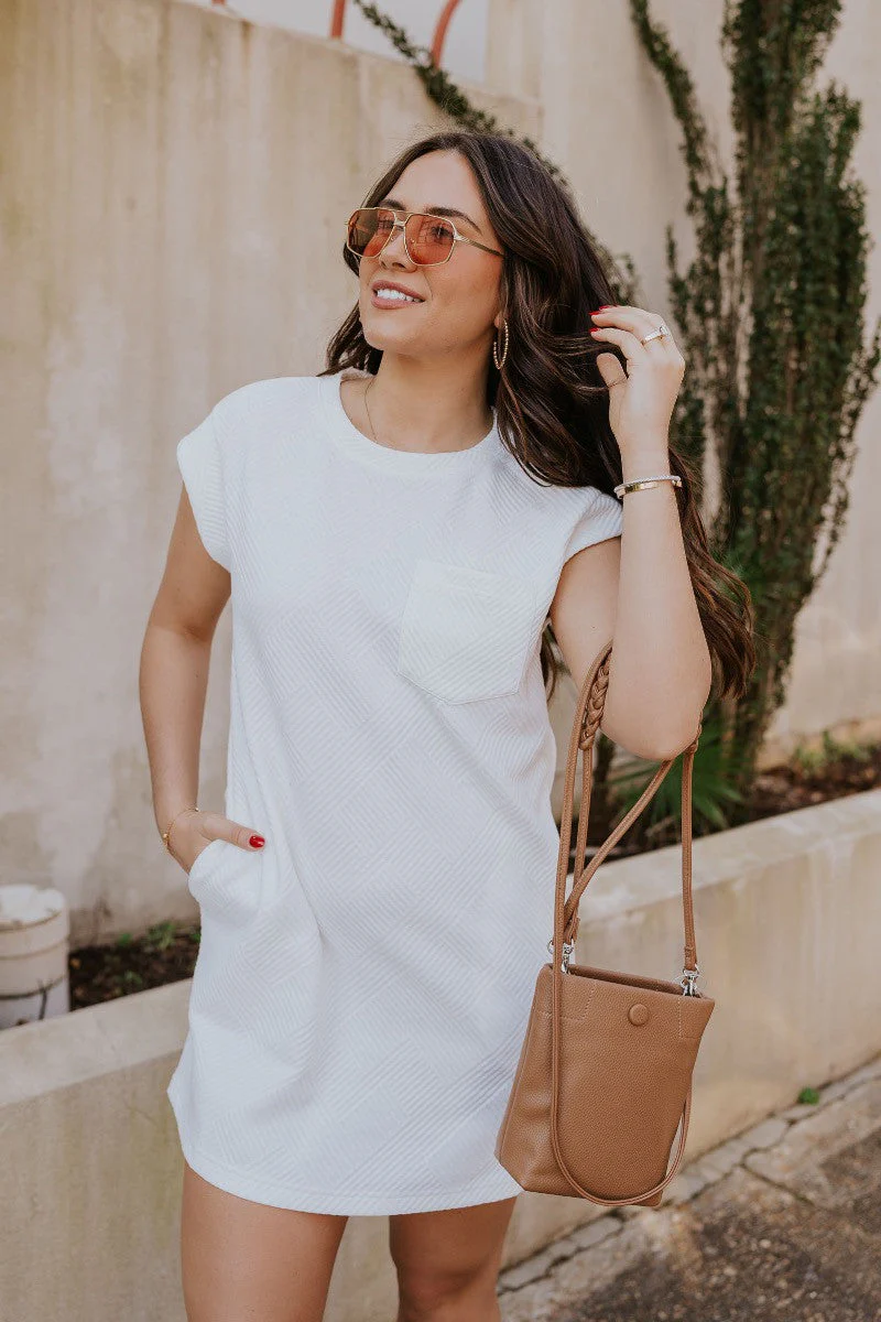 Sienna White Knit Mini Dress - Image 2