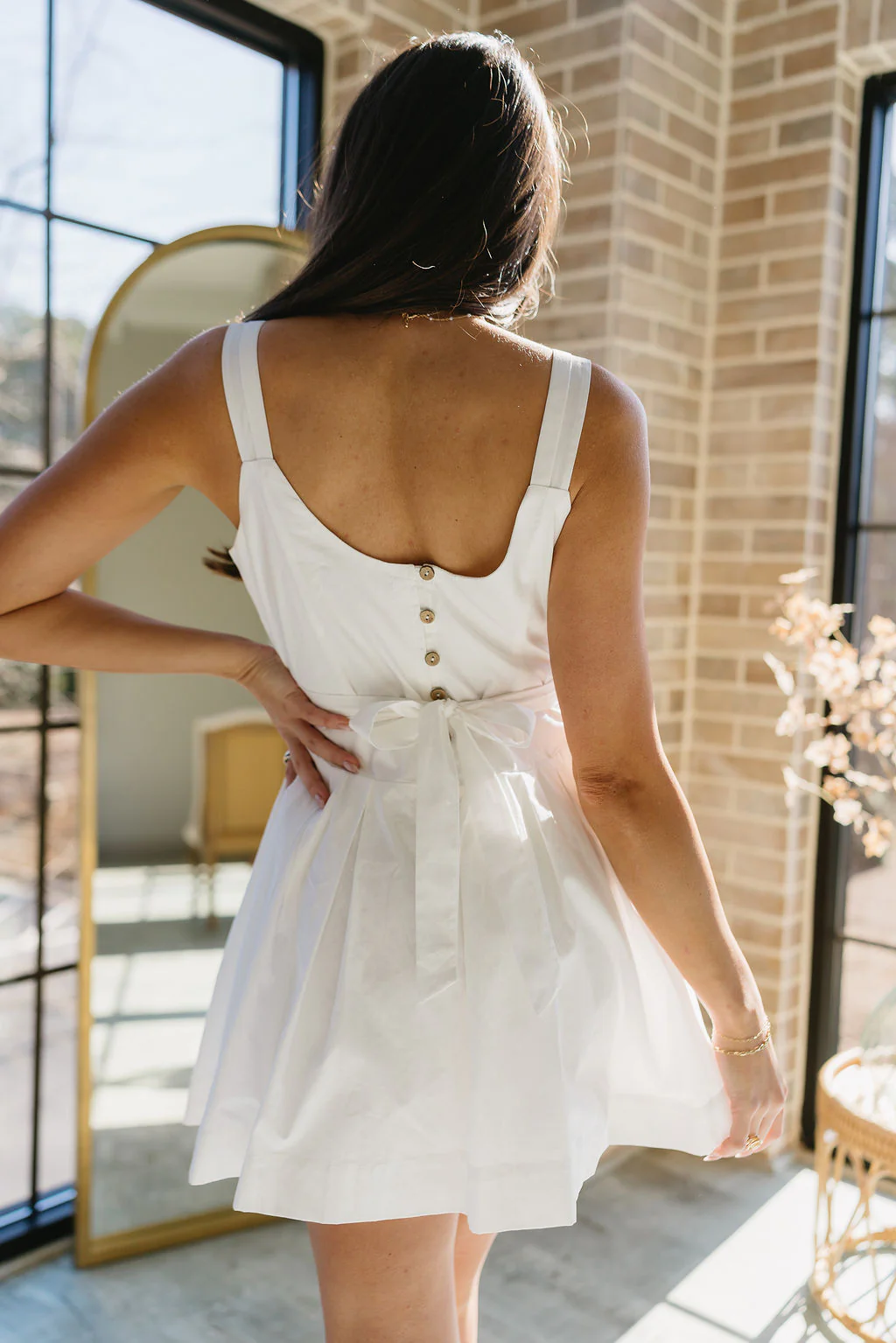 Sierra White Flare Skirt Mini Dress - Image 4