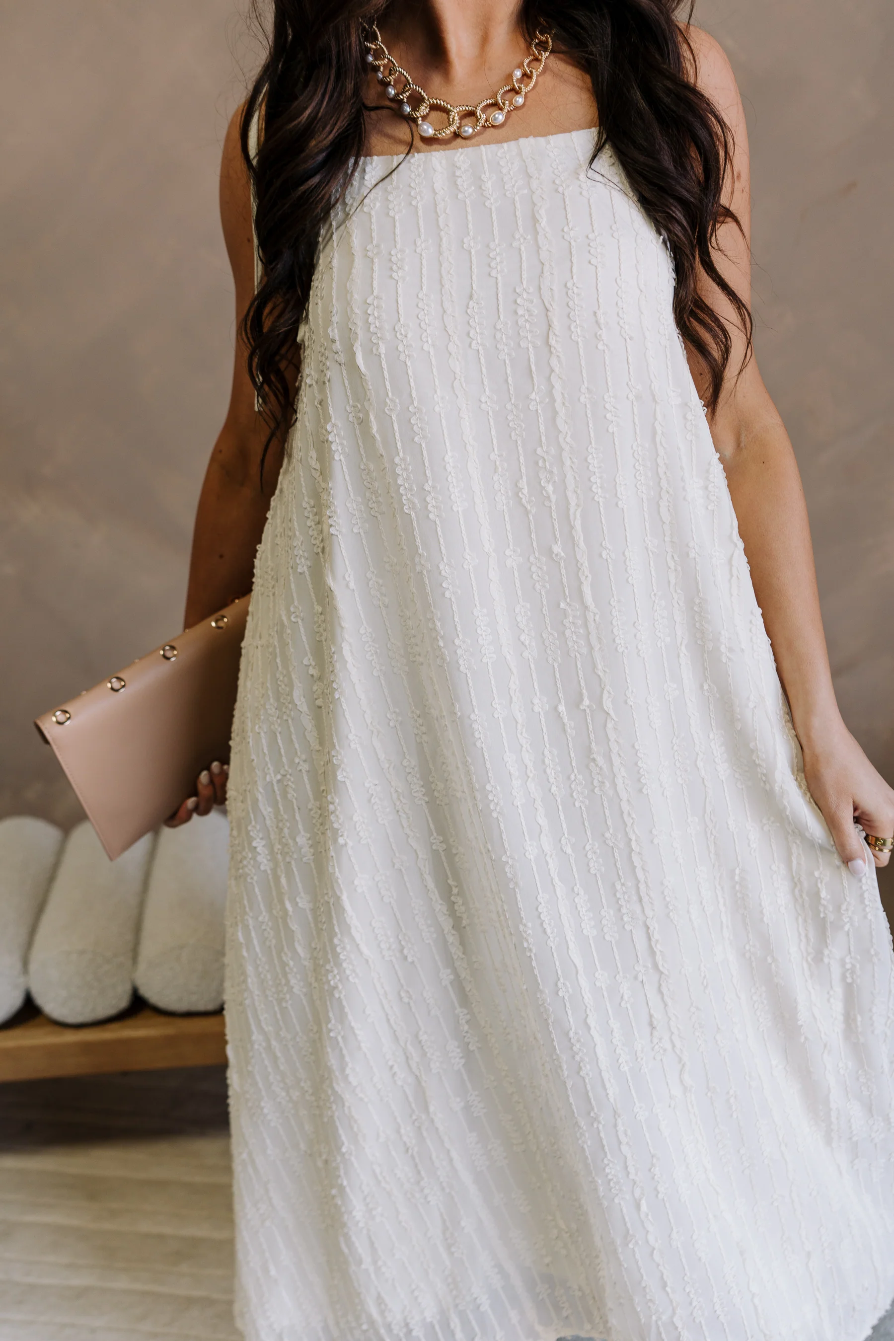 Simone Cream Tie Strap Midi Dress - Image 5