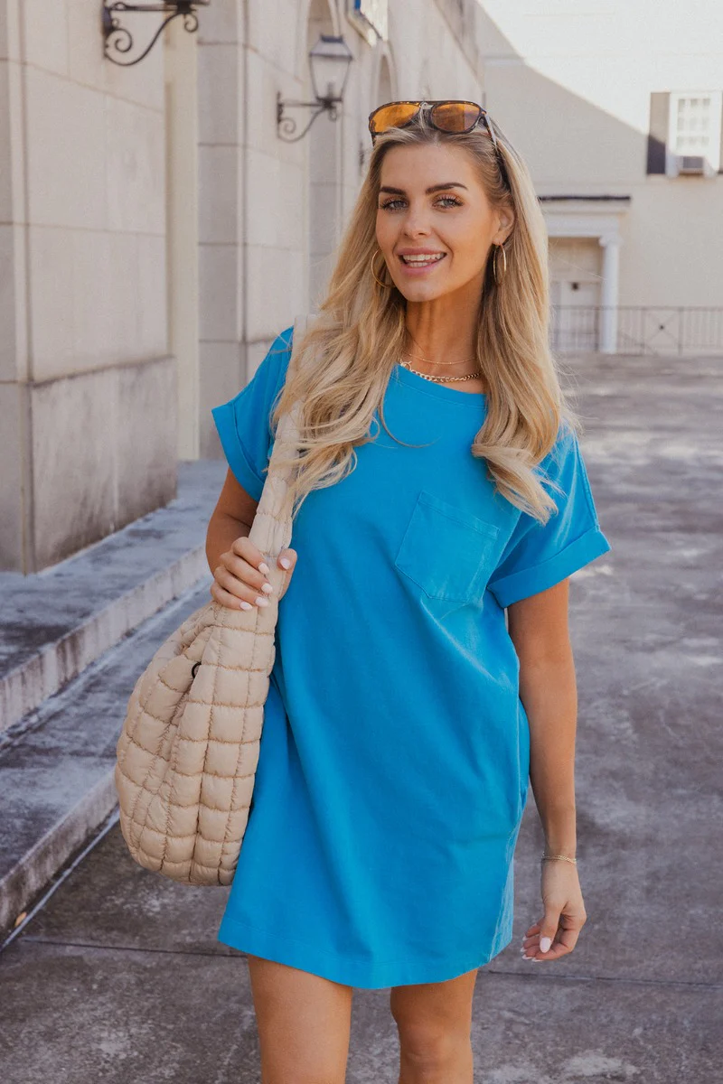 Skylar Blue Short Sleeve Mini Dress - Image 2