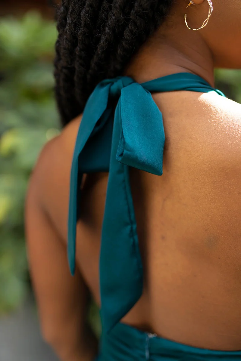 Skylar Satin Dress in Teal - Image 4