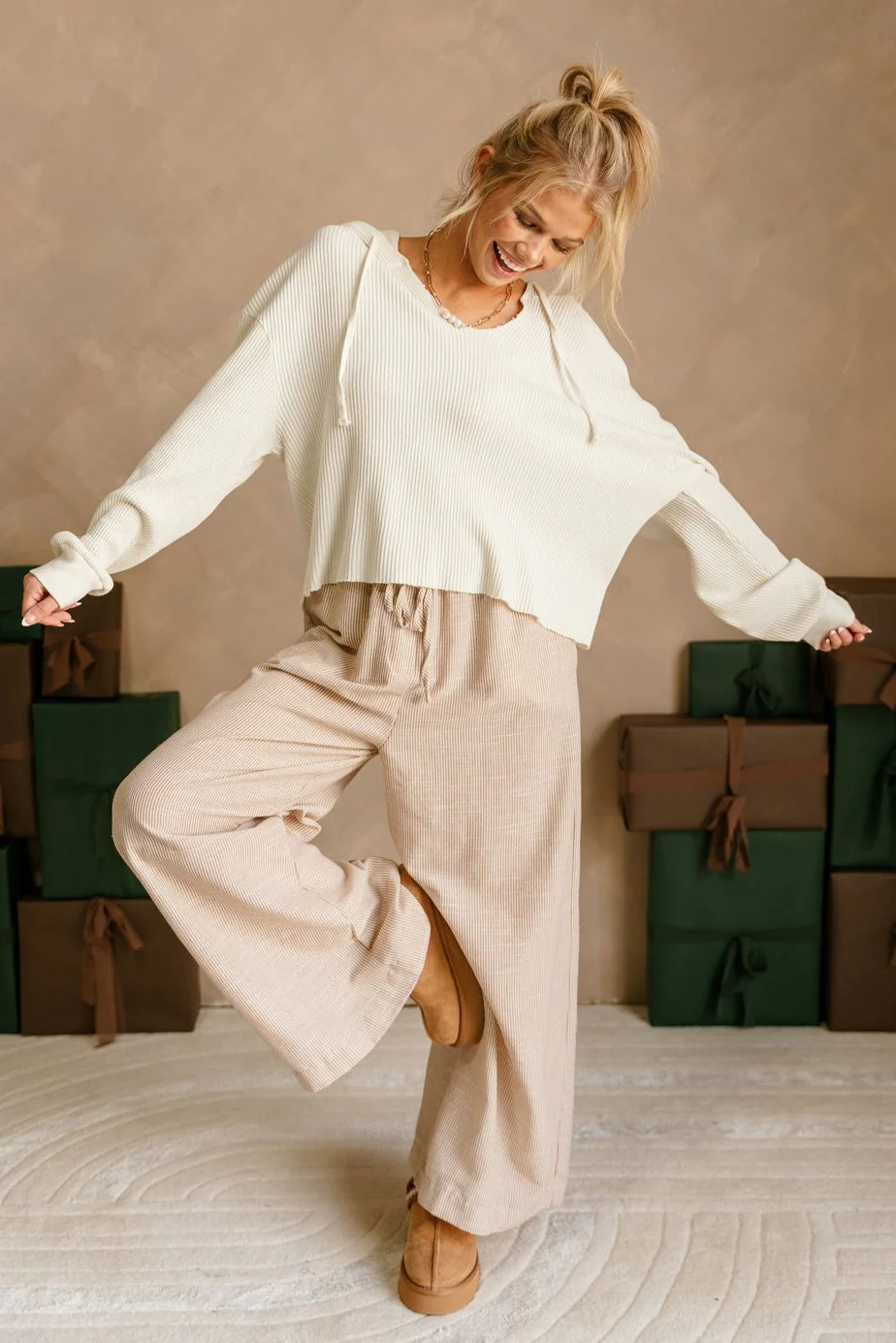 Skyler Cream Thermal Hoodie Top - Image 5