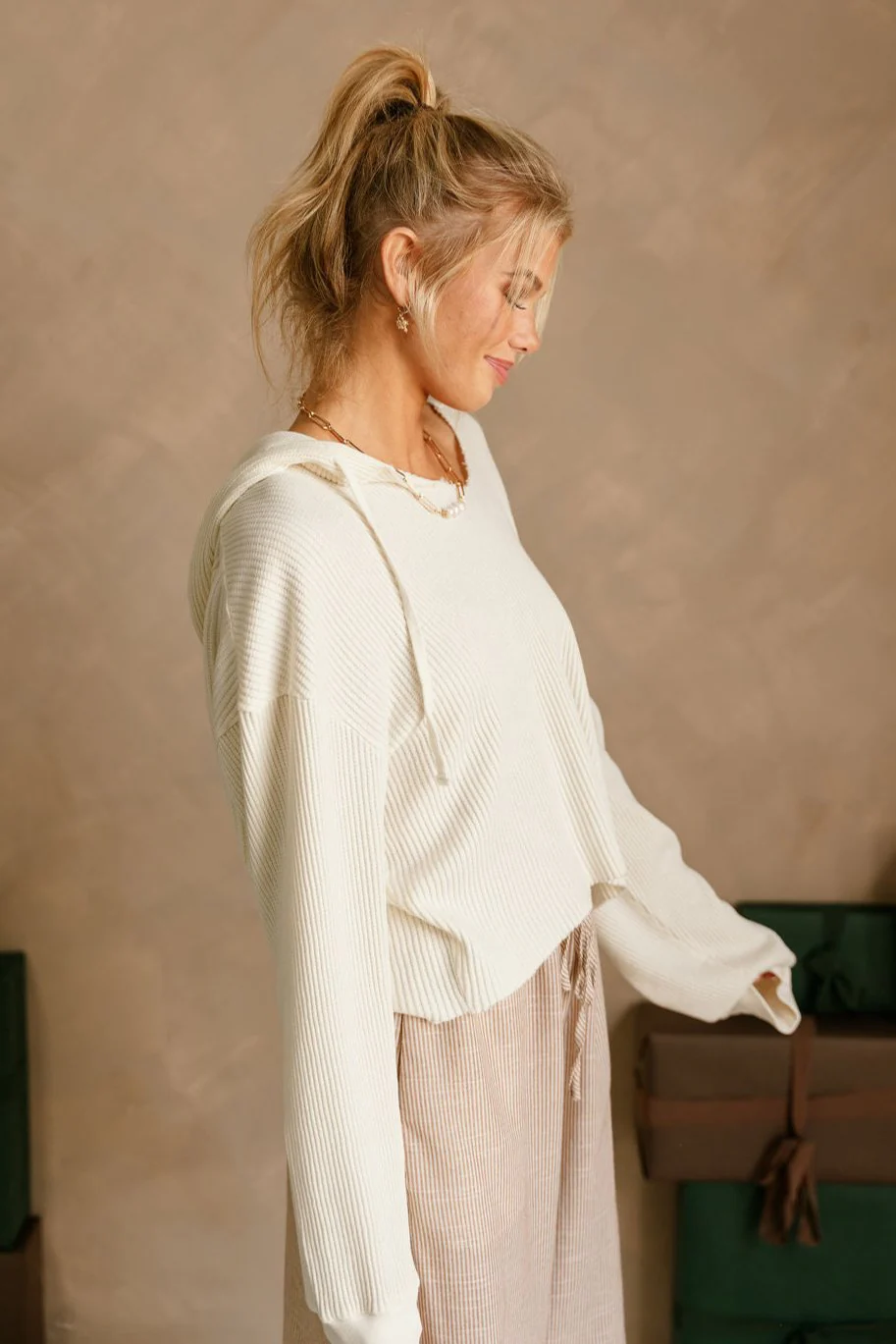 Skyler Cream Thermal Hoodie Top - Image 9